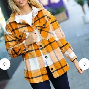 HFX Women's Heavy Flannel Plaid Shirt Jacket Large